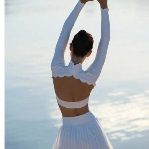 Open Back Bra Yoga Long Sleeve Crop Top With flat waist legging