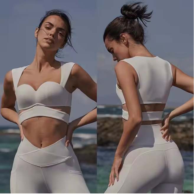 Women’s Cutout Corset Sports Bra – Fixed Cup Fitness Tank Top With V legging - Image 2