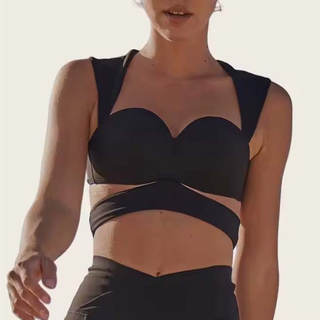 Women’s Cutout Corset Sports Bra – Fixed Cup Fitness Tank Top With V legging - Image 4