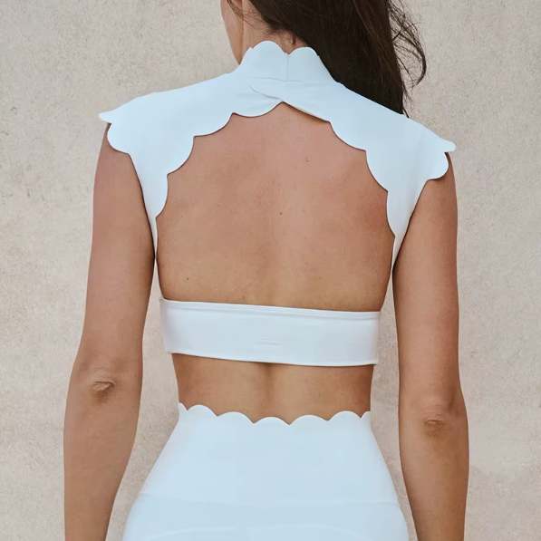 Wavy Hollow Back Crop Top with wasit legging - Image 8