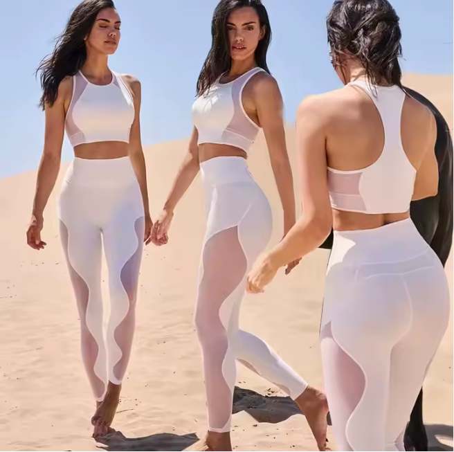 Women’s Summer Mesh Patchwork Sports Set - Legging - Image 4