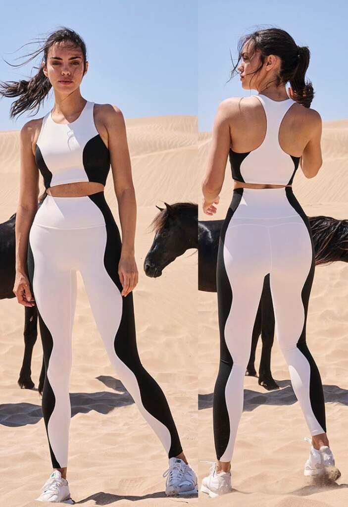 Black & White Matching Sports Set – Bra & Yoga Leggings - Image 3