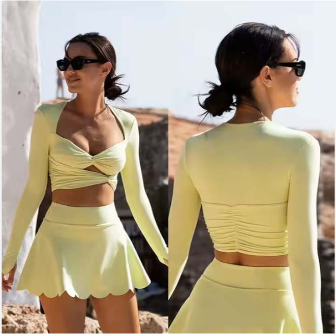 Women’s Front Knot Long Sleeve Top with legging - Image 5