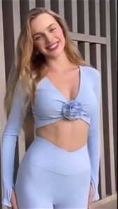 Long Sleeve Crop Top & Bubble Skirt Set – Front Flower Design OR LEGGING