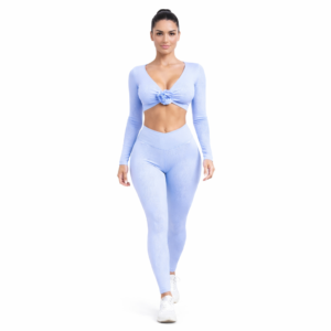 SELINE Floral Long Sleeve Crop Top & V-Waist Leggings Set