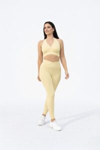 SELINE Deep V-Neck Wave Sports Bra & V-Waist Leggings Set