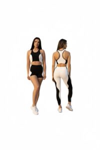 Black & White Matching Sports Set, Bra & Yoga Shorts