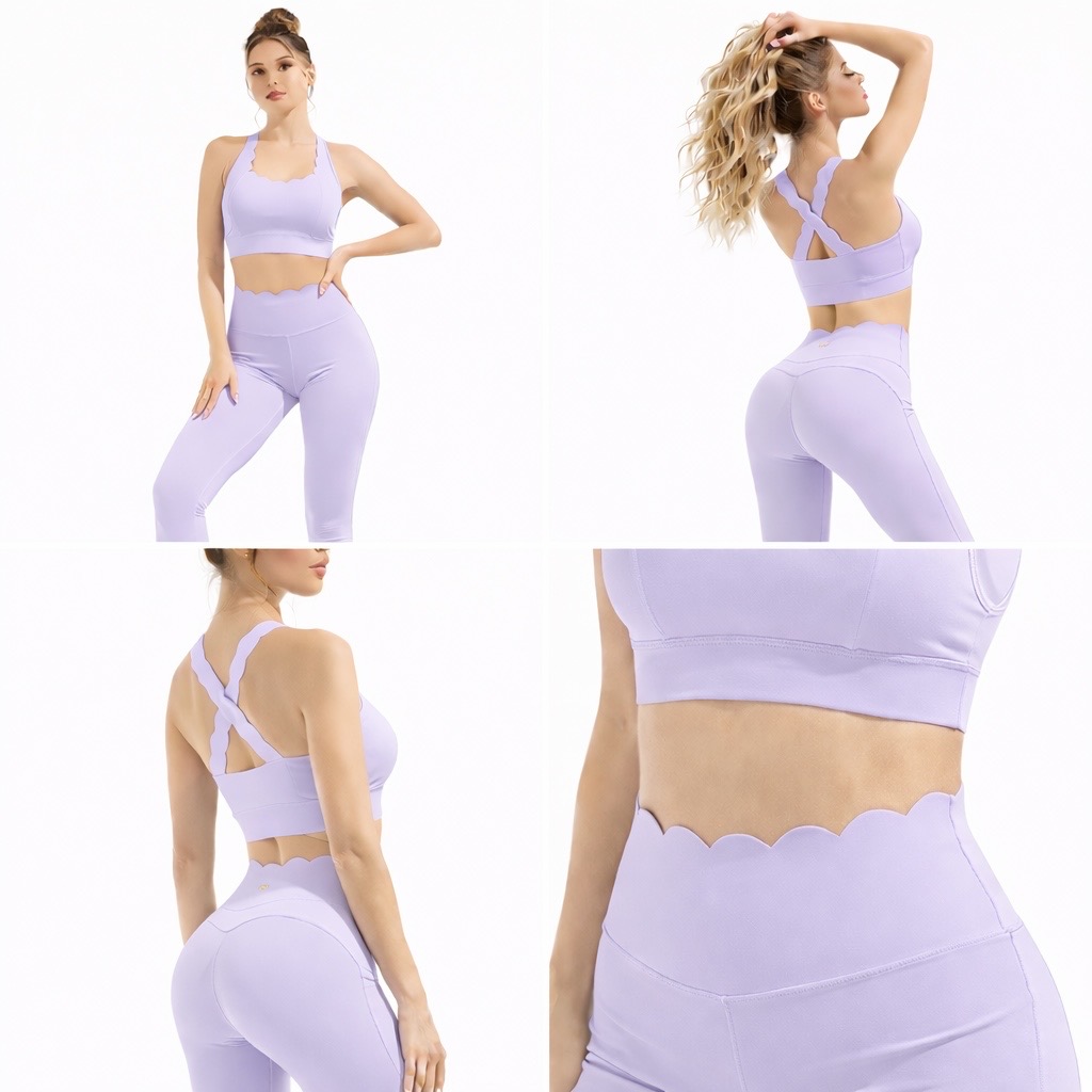 SELINE Women’s Push-Up Wavy Cross-Back Yoga Set with Leggings - Image 8