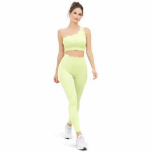 Women’s One-Shoulder Wavy Crop Top & High-Waist Leggings Set