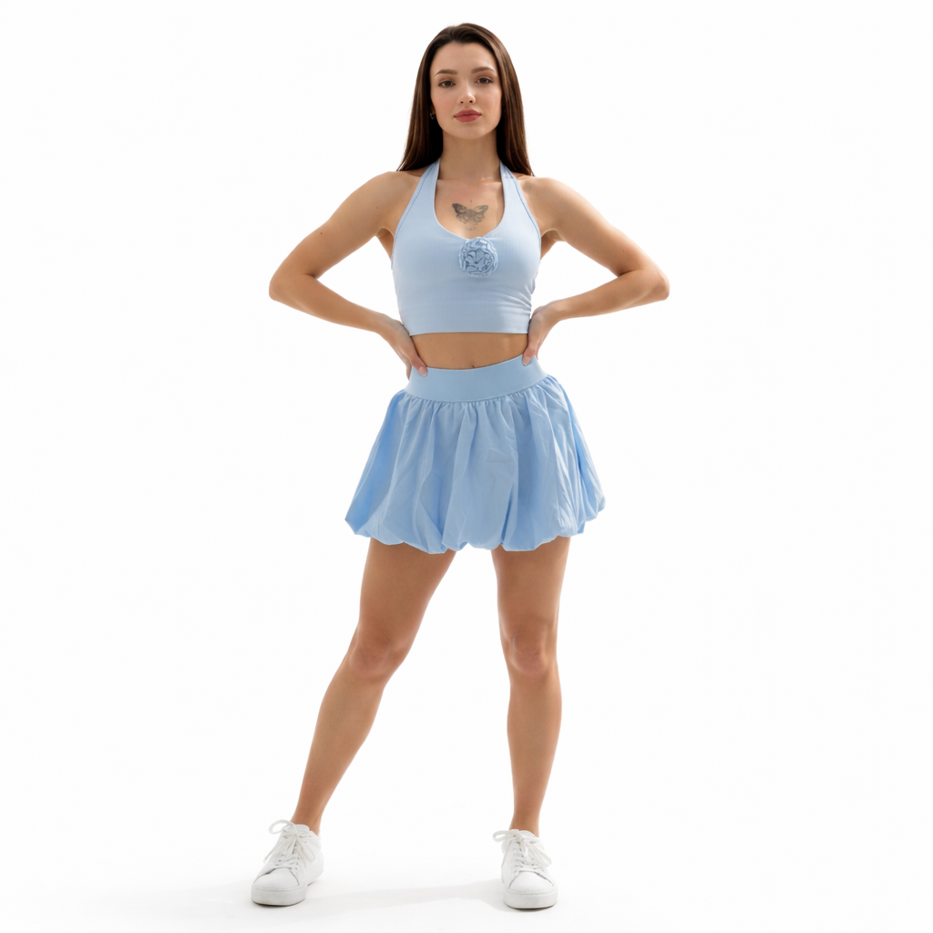 Ladies Halter Backless Crop Top with Skirt OR Legging - Image 5