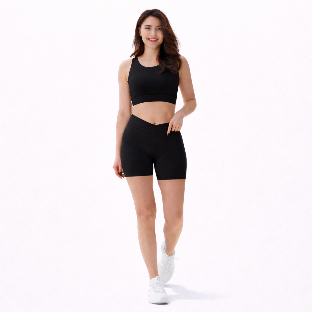Crisscross Backless Sports Bra & V-Waist Shorts Set