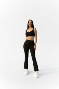 SELINE Women’s Sleeveless Crop Top Sports Bra & Flare Pants Set