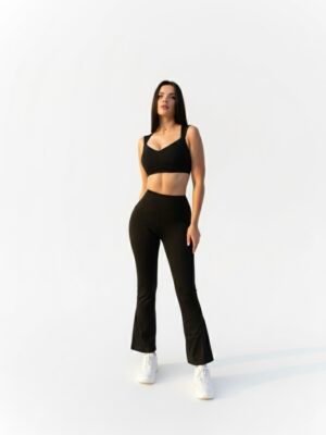 SELINE Women’s Sleeveless Crop Top Sports Bra & Flare Pants Set