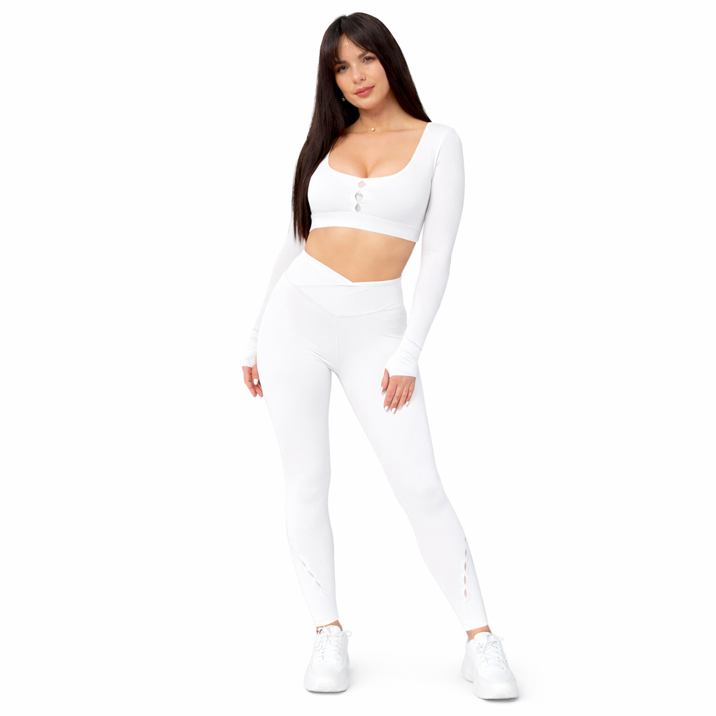 SELINE Women’s Long Sleeve Cut-Out Yoga Set with V-Waist Leggings - Image 7