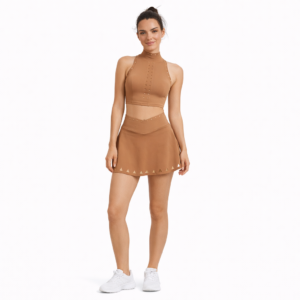 SELINE Women’s High-Neck Yoga Top & Tennis Skirt Set