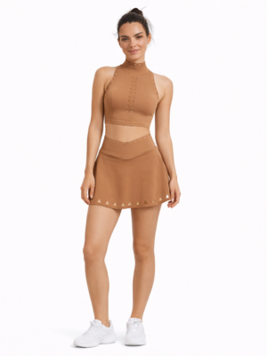 SELINE Women’s High-Neck Yoga Top & Tennis Skirt Set
