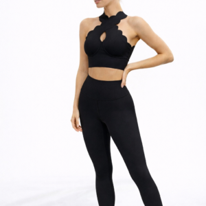 SELINE Cross-Back Wavy Bra & Flat-Waist Leggings Set