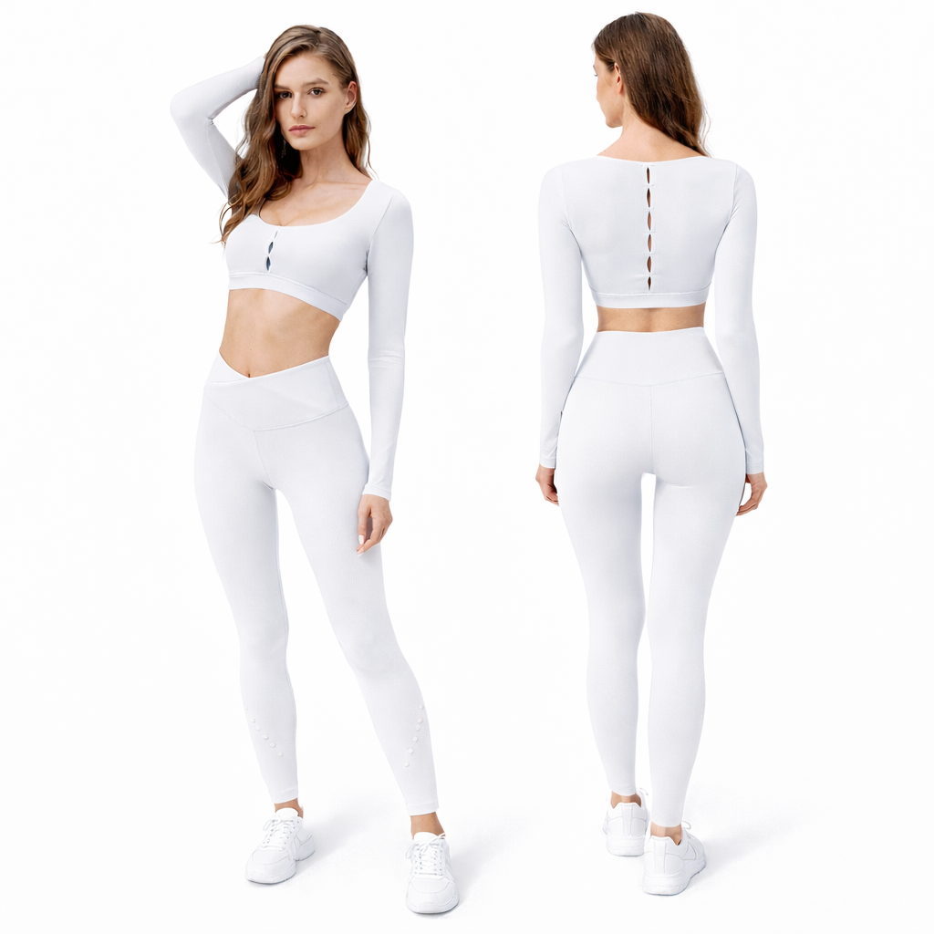 SELINE Women’s Long Sleeve Cut-Out Yoga Set with V-Waist Leggings - Image 11