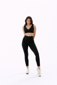 Deep V-Neck Wave Cut Sports Yoga Bra With wave legging