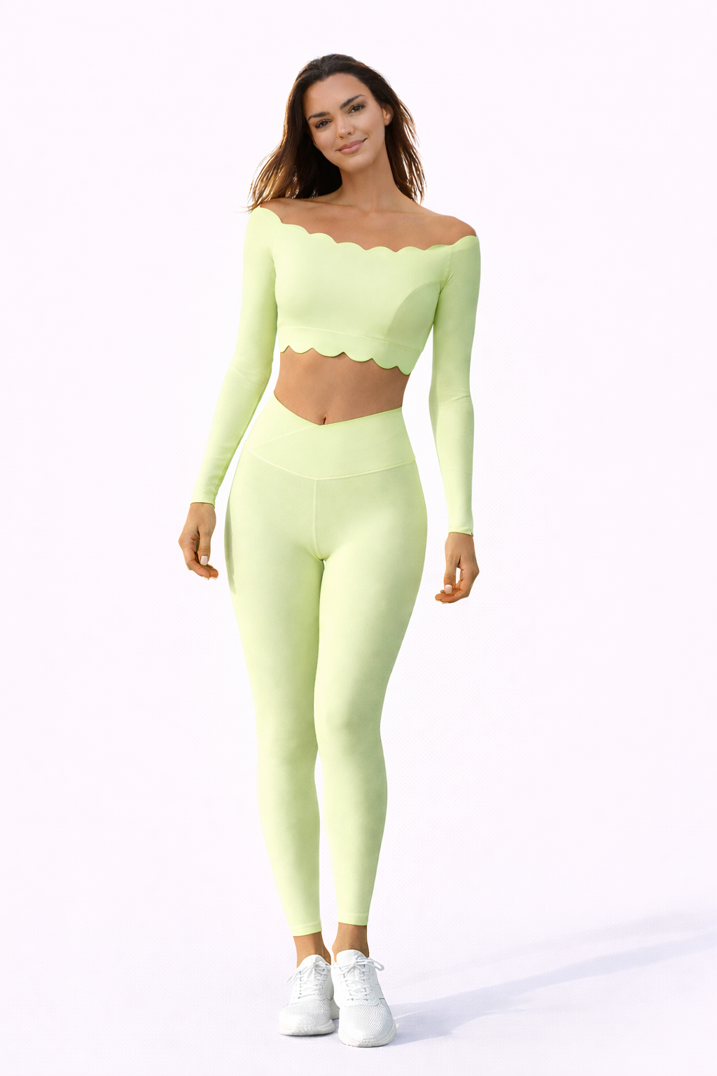 SELINE Wavy Off-Shoulder Long Sleeve With V waist legging - Image 4