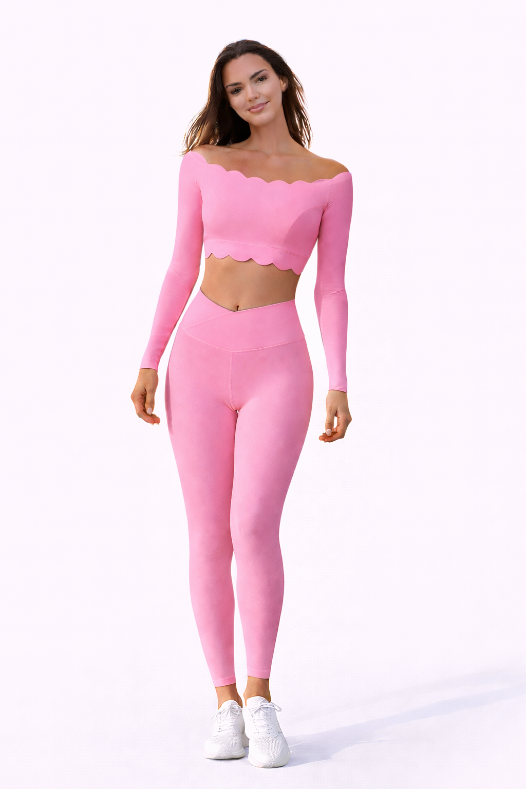 SELINE Wavy Off-Shoulder Long Sleeve With V waist legging - Image 5