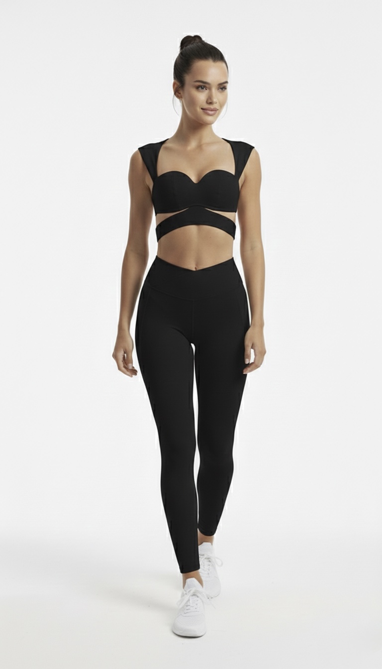 Women’s Cutout Corset Sports Bra – Fixed Cup Fitness Tank Top With V legging - Image 5