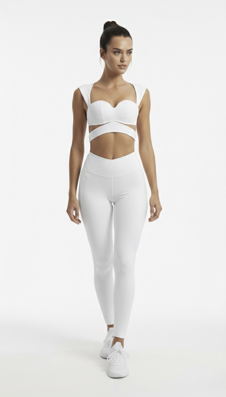 Women’s Cutout Corset Sports Bra – Fixed Cup Fitness Tank Top With V legging - Image 4