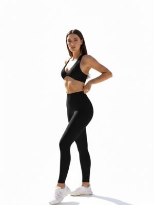 SELINE V-Neck Open-Back Sports Bra & High-Waist Leggings Set