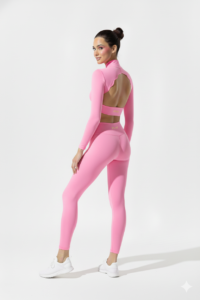 SELINE Open-Back Yoga Long Sleeve Crop Top & Flat-Waist Leggings Set