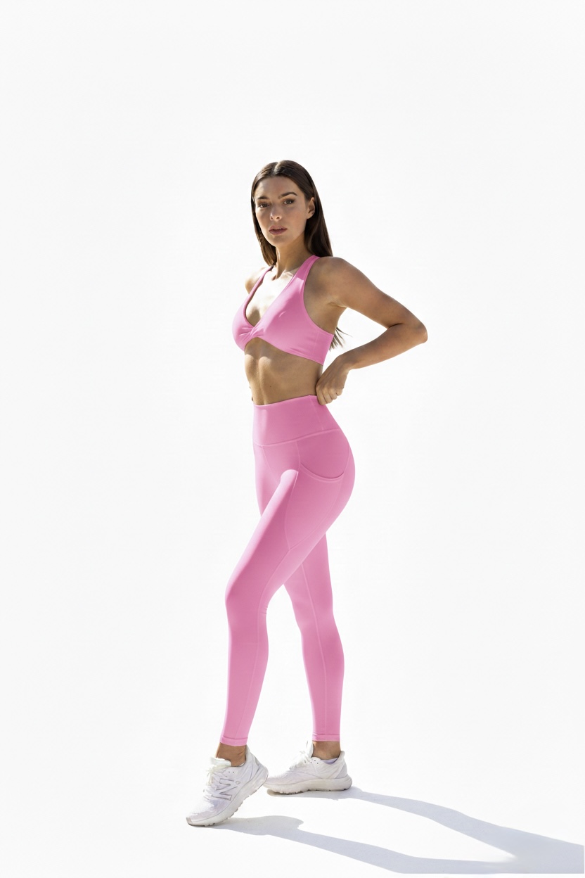 V-Neck Slim Fit Sports Bra – Cross Back Design With legging - Image 5