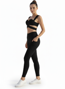 Women’s Cutout Corset Sports Bra – Fixed Cup Fitness Tank Top With V legging