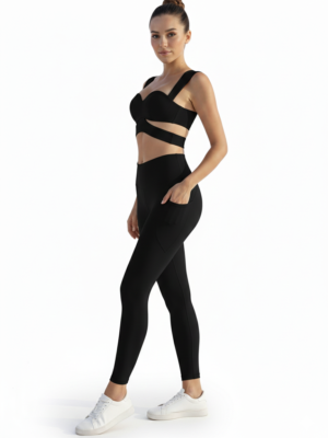 SELINE Cutout Corset Sports Bra & V-Waist Leggings Set