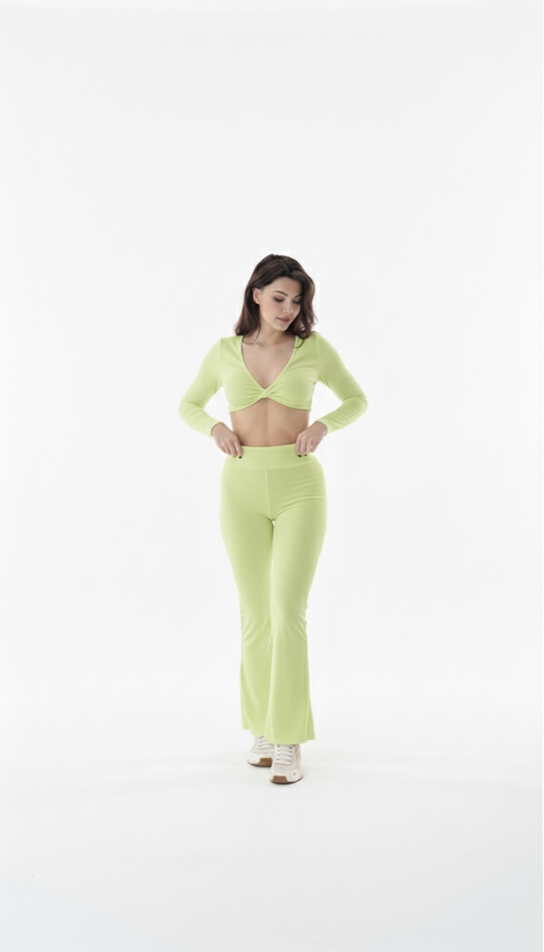 Women’s Long Sleeve Open Shoulder Sports Bra – Deep V Yoga Top With flat waist legging - Image 6