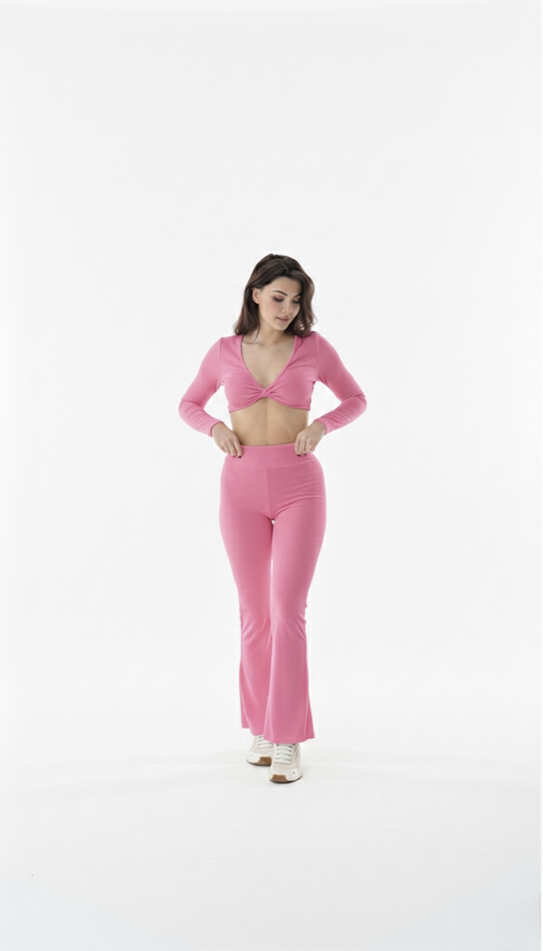 Women’s Long Sleeve Open Shoulder Sports Bra – Deep V Yoga Top With flat waist legging - Image 8