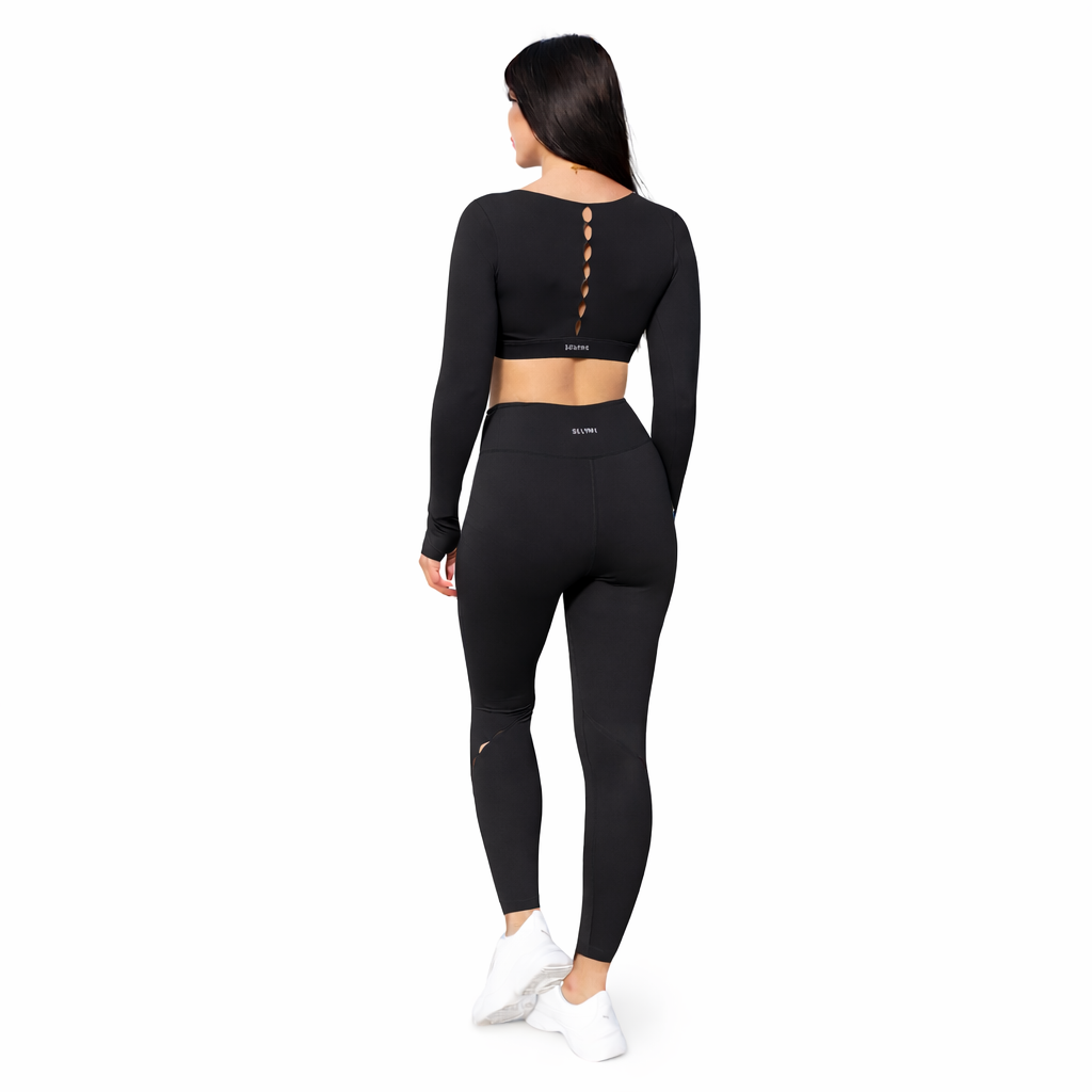 SELINE Women’s Long Sleeve Cut-Out Yoga Set with V-Waist Leggings - Image 18
