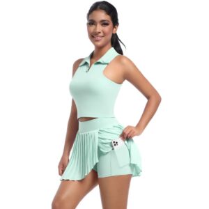 SELINE Sleeveless V-Neck Polo Tennis & Golf Dress – Built-In Shorts