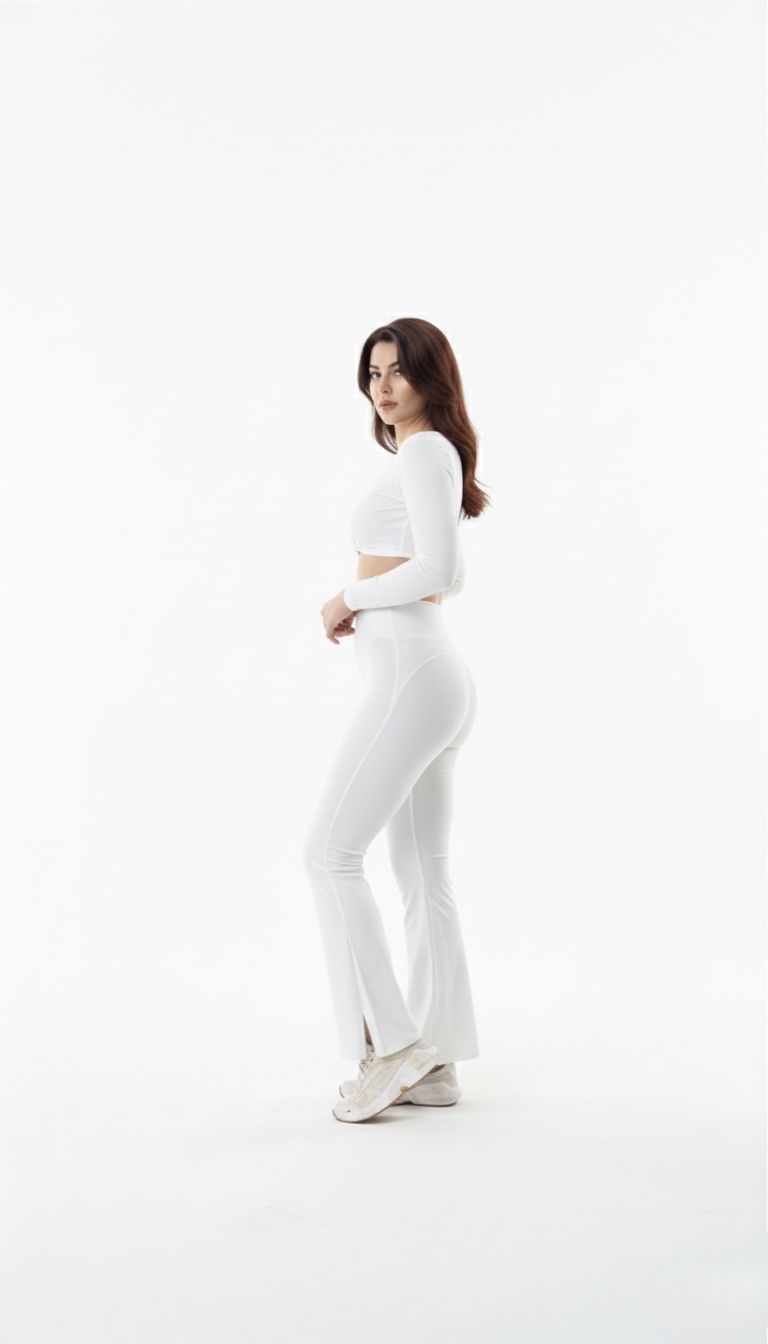 SELINE Women’s Twist-Front V-Neck Long Sleeve Crop Top & Flare Pants Set - Image 9