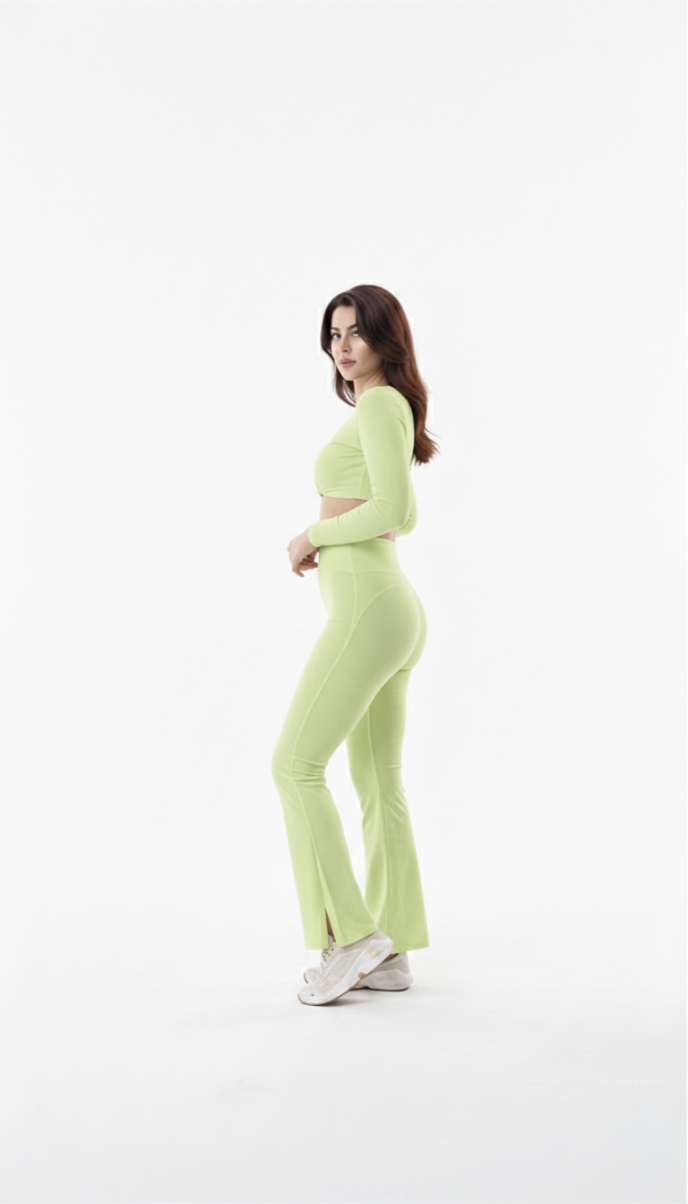 SELINE Women’s Twist-Front V-Neck Long Sleeve Crop Top & Flare Pants Set - Image 12