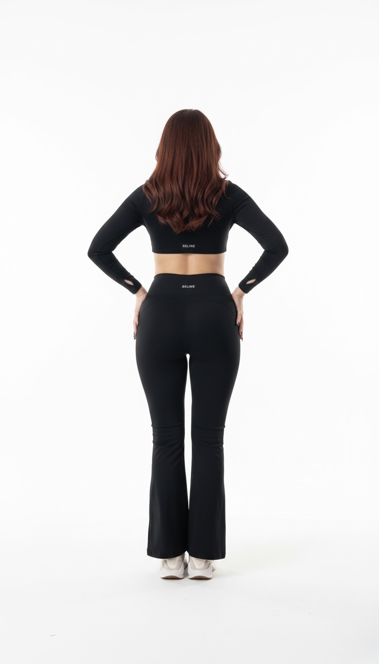 SELINE Women’s Twist-Front V-Neck Long Sleeve Crop Top & Flare Pants Set - Image 7