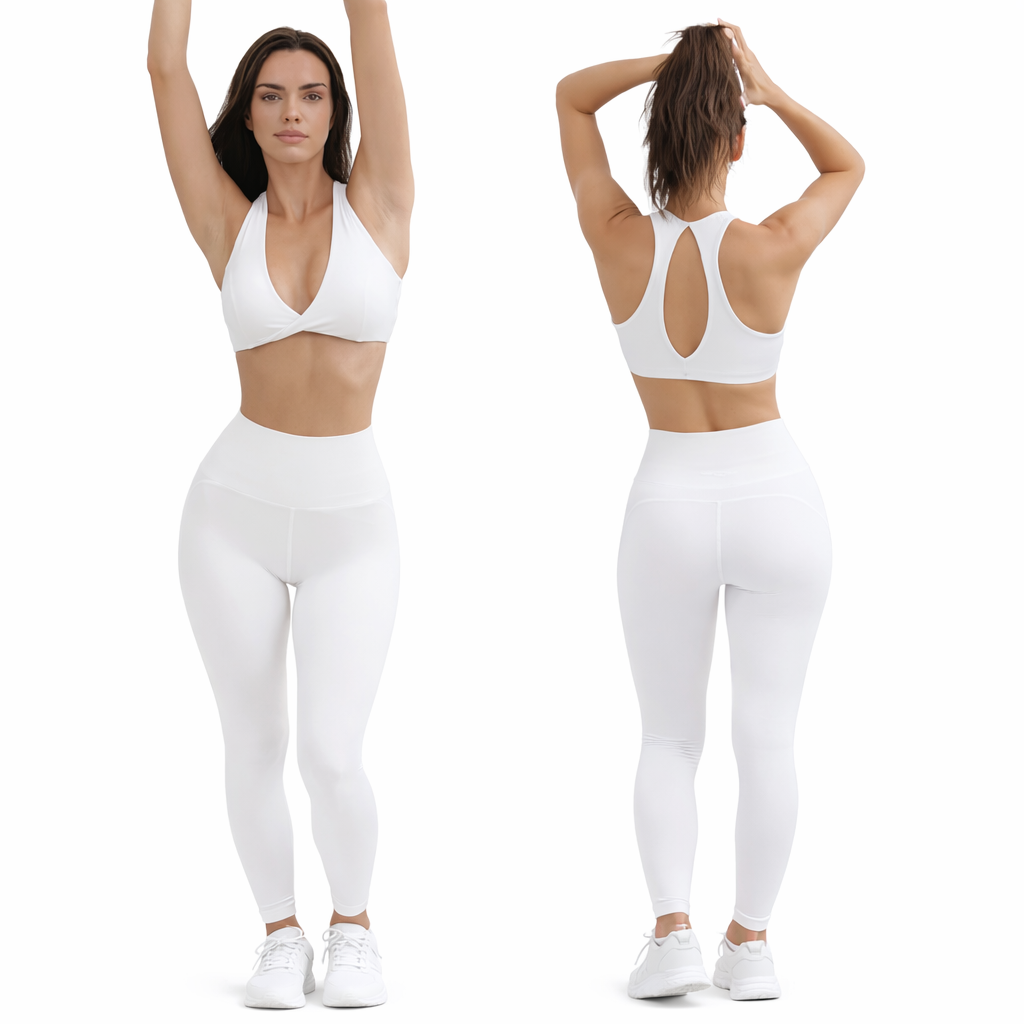 V-Neck Slim Fit Sports Bra – Cross Back Design With legging - Image 7