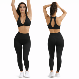 V-Neck Slim Fit Sports Bra – Cross Back Design With legging