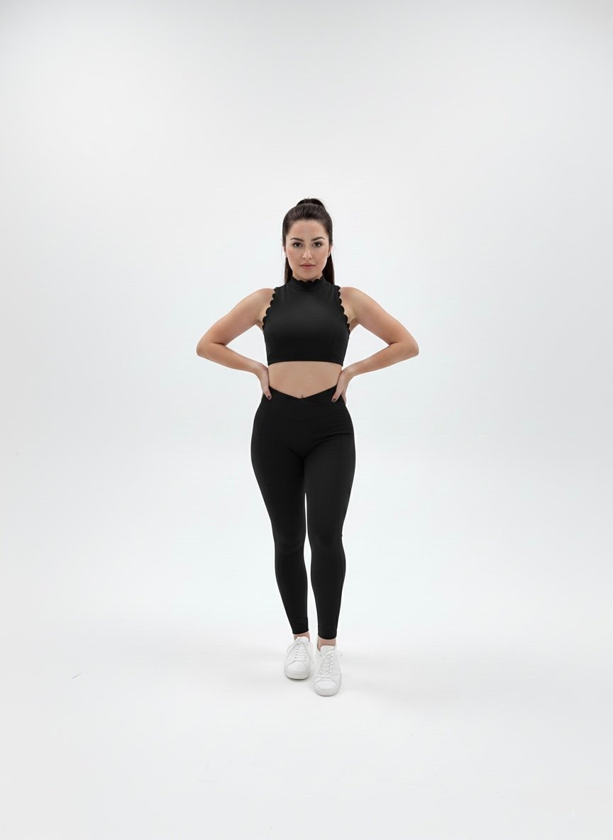 SELINE Wavy Backless Sleeveless Fitness Crop Top & V-Waist Leggings Set - Image 6