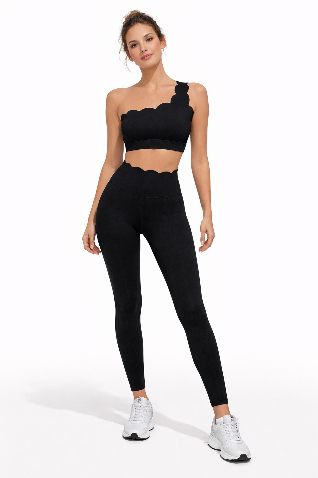 SELINE Women’s One-Shoulder Wavy Crop Top & High-Waist Leggings Set - Image 6