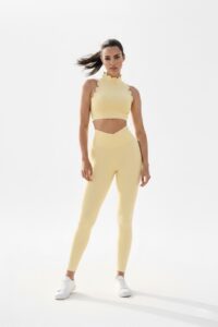SELINE Wavy Backless Sleeveless Fitness Crop Top & V-Waist Leggings Set