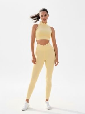 SELINE Wavy Backless Sleeveless Fitness Crop Top & V-Waist Leggings Set