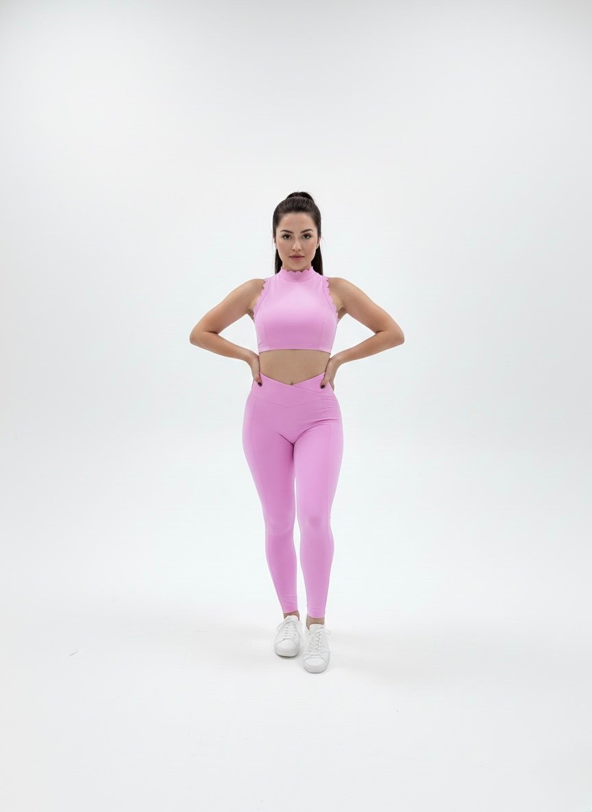 SELINE Wavy Backless Sleeveless Fitness Crop Top & V-Waist Leggings Set - Image 5