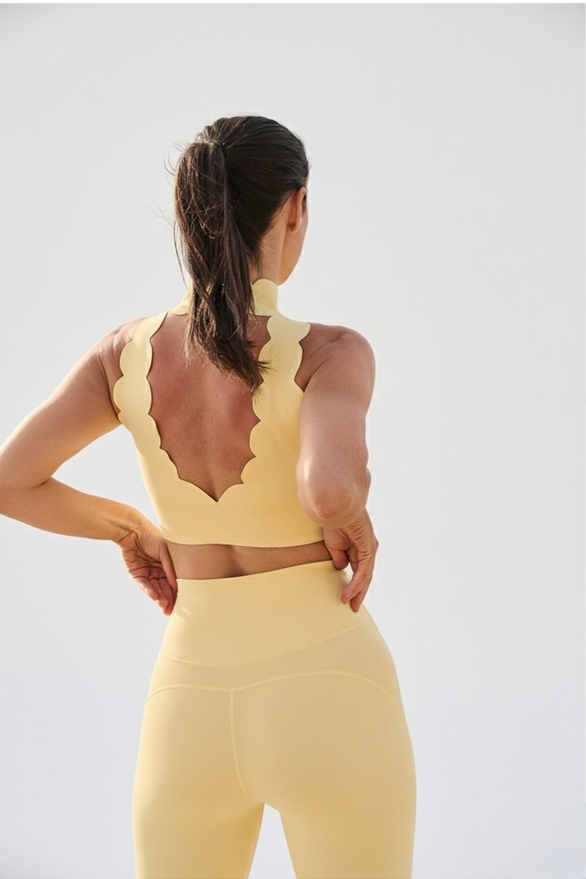SELINE Wavy Backless Sleeveless Fitness Crop Top & V-Waist Leggings Set - Image 2