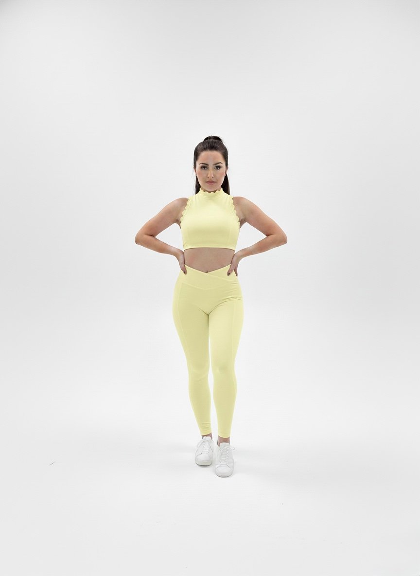 SELINE Wavy Backless Sleeveless Fitness Crop Top & V-Waist Leggings Set - Image 3