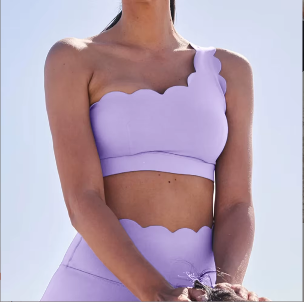 SELINE Women’s One-Shoulder Wavy Crop Top & High-Waist Leggings Set - Image 11