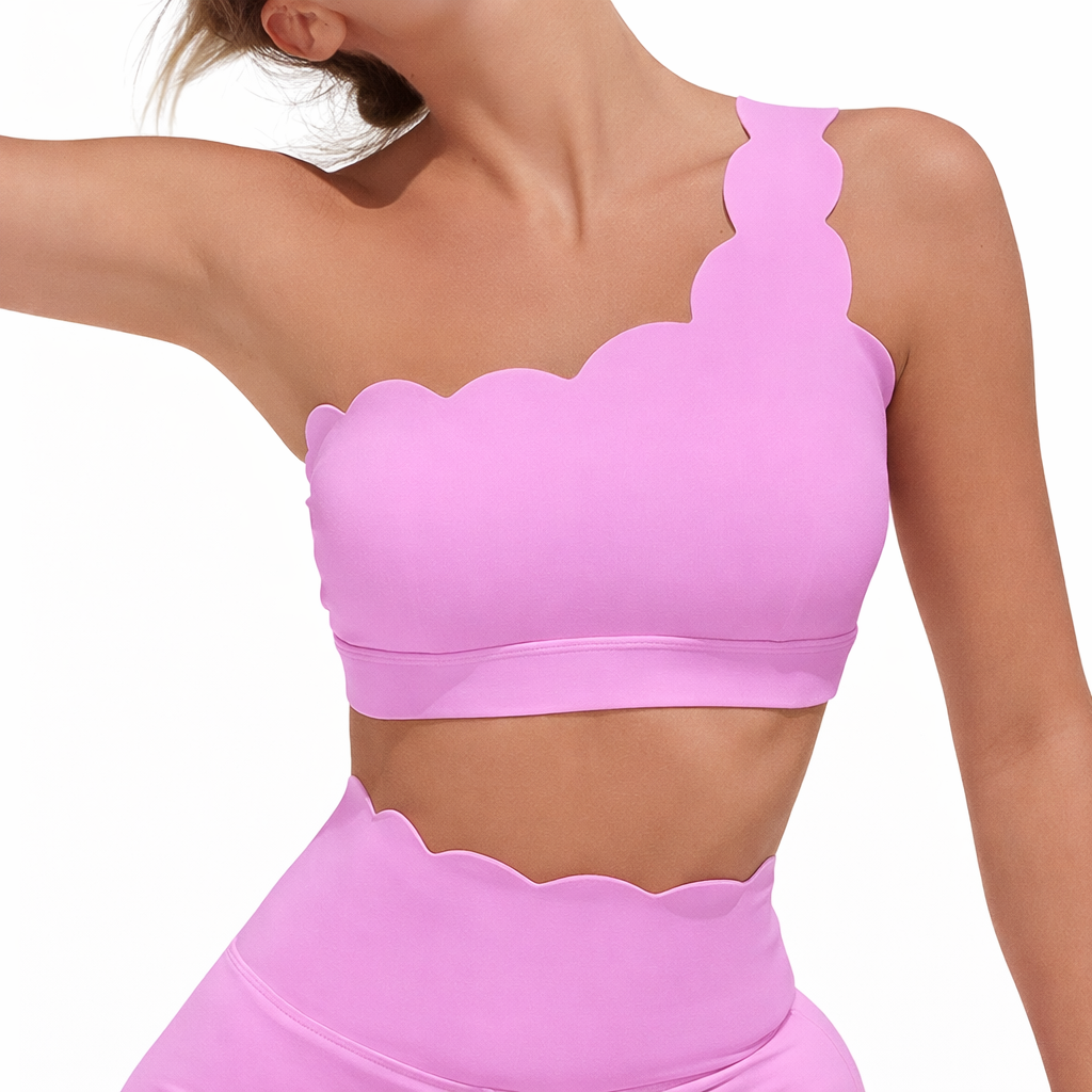 SELINE Women’s One-Shoulder Wavy Crop Top & High-Waist Leggings Set - Image 5